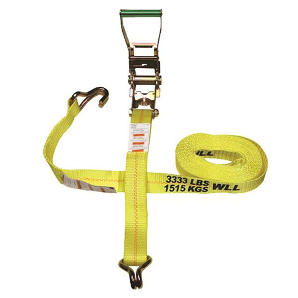 2″ x 27’ Ratchet Strap w/J-Hooks & Long/Wide Handle