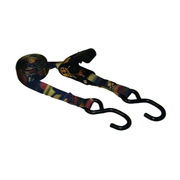 1” x 15’ Commercial Grade S-Hook Ratchet Tie-Down, Camo Web