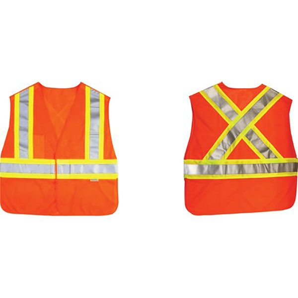 Safety Vest High Visibility Fluorescent Orange Tear-Away