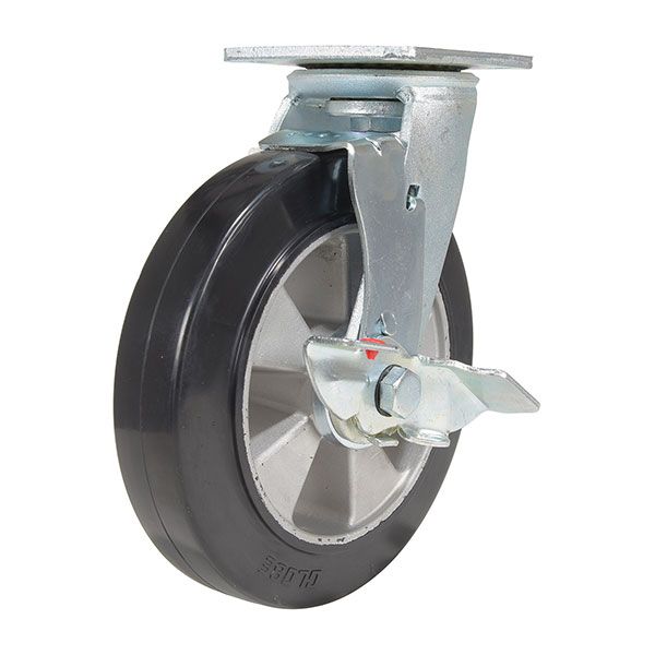 8X2 Mold On Rubber Swivel Caster W/Brake