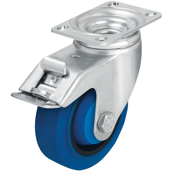 Caster, 5X1-3/8 Rubber,Swivel W/Total Brake